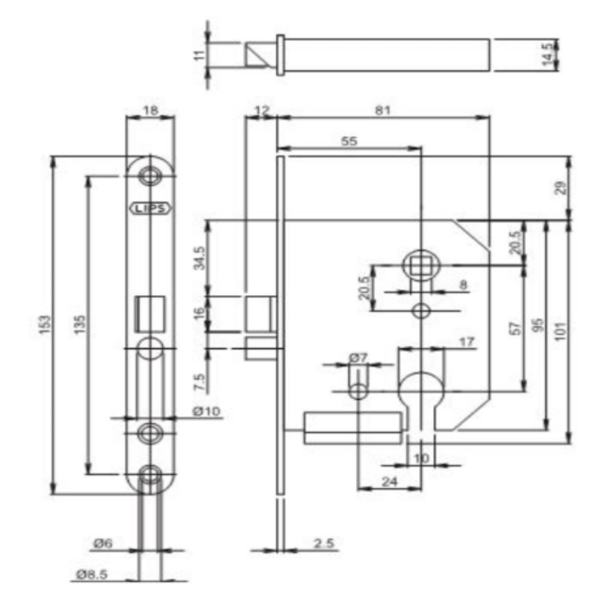 Cilinder insteekslot Lips 2135 - Afbeelding 3