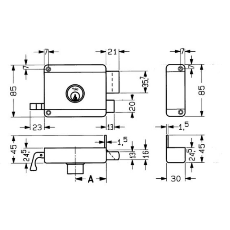 Oplegslot Yale (vaste cilinder) - Afbeelding 3