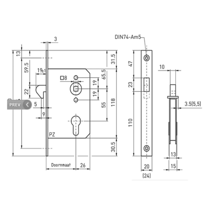 Schuifdeurslot/Haakslot Mauer - Afbeelding 3