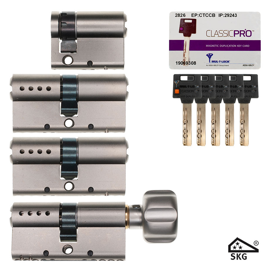 Mul-T-Lock SKG★★★ cilinder set (2 stuks 30x30mm + knop30x30mm + 30x10mm)