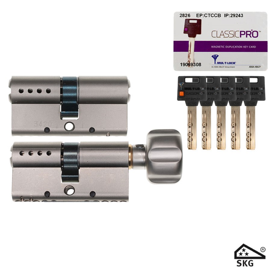 Mul-T-Lock SKG★★★ cilinder set (30x30mm + KNOP 30x30mm)